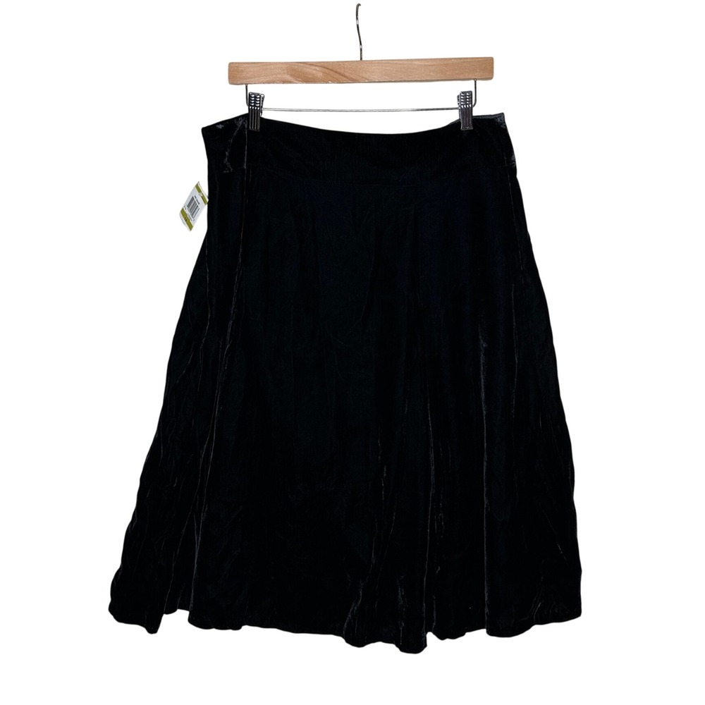 NWT Charter Club Women's Velvet A-Line Midi Skirt size 14 Black